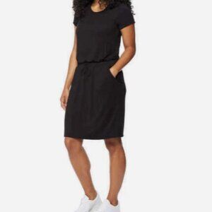 NWT 32 Degrees Cool Cotton Dress Basic Black Comfy Short Sleeve Size Small